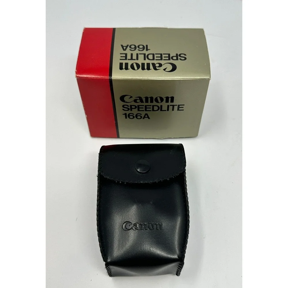 Canon Speedlite 166A Vintage Camera Flash with Case and Box Made in Japan B2